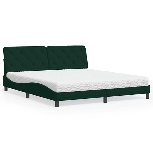 vidaXL Säng med madrass mörkgrön 180x200 cm sammet Grön