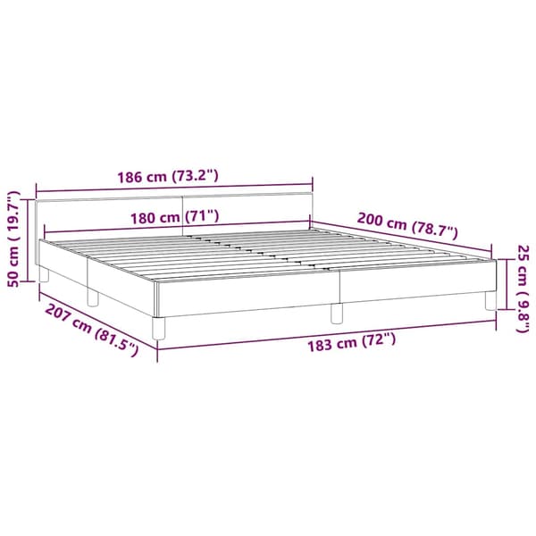 vidaXL Sängram utan madrass mörkgrå 180x200 cm sammet Grå