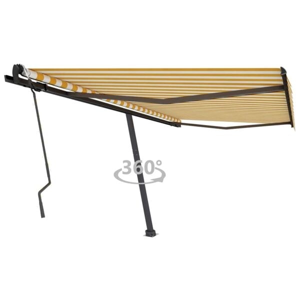 vidaXL Fristående markis manuell 450x300 cm gul/vit Gul