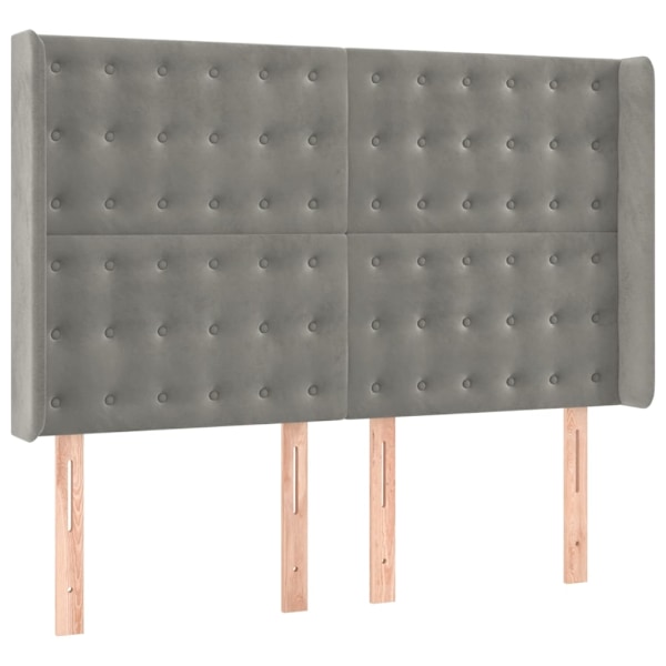 vidaXL Ramsäng med madrass & LED ljusgrå 140x190 cm sammet Grå