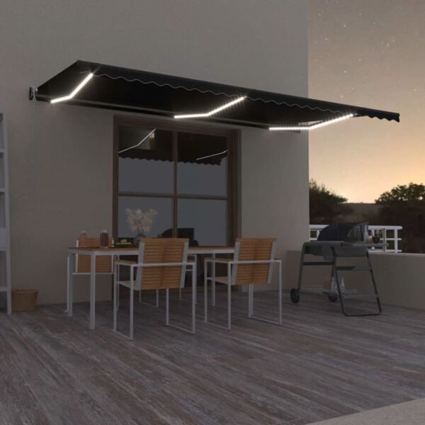vidaXL Automatisk markis med vindsensor & LED 600x350 cm antracit Antracit