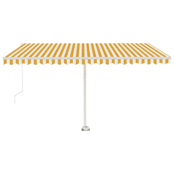 vidaXL Markis manuellt infällbar fristående 400x350 cm gul/vit Gul