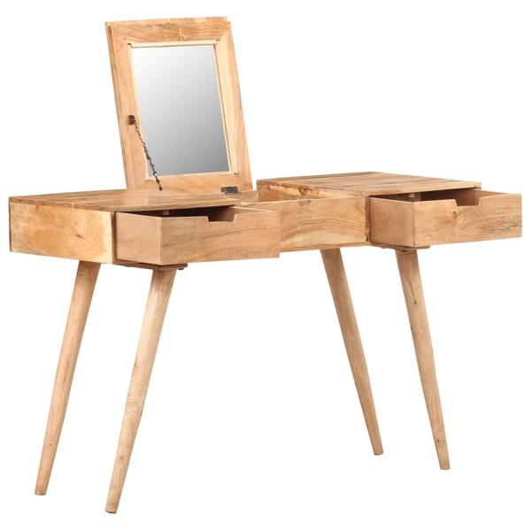 vidaXL Sminkbord med spegel 112x45x76 cm massivt mangoträ Brun
