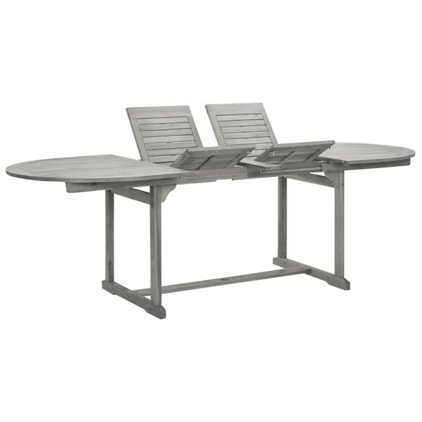 vidaXL Trädgårdsbord (160-240)x100x75 cm massivt akaciaträ grå