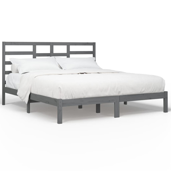 vidaXL Sängram grå massivt trä 200x200 cm Grå