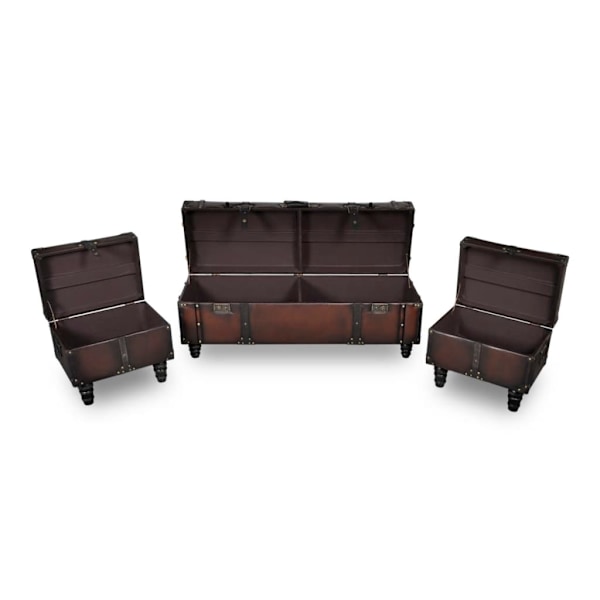 vidaXL Förvaringsbänk 3-pack brun Brun