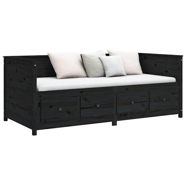 vidaXL Dagbädd svart 100x200 cm massiv furu Svart