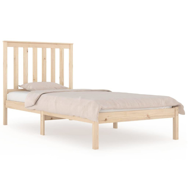 vidaXL Sängram massivt trä 75x190 cm Brun