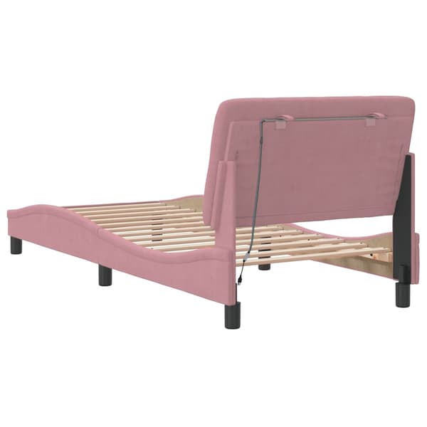 vidaXL Sängram med LED-belysning rosa 80x200 cm sammet Rosa