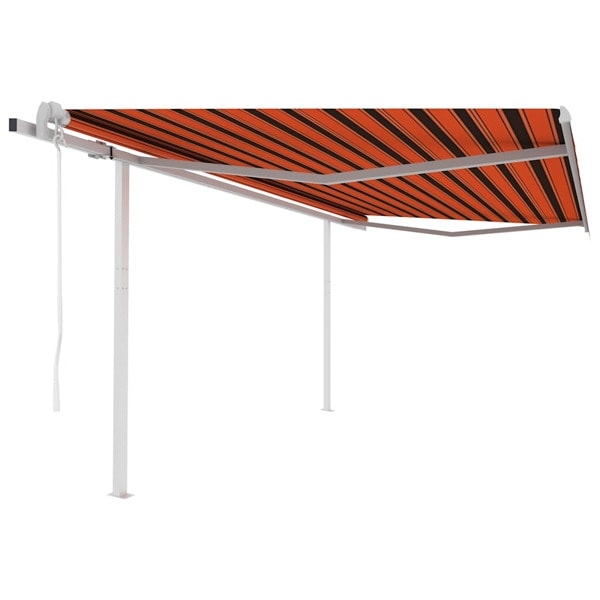 vidaXL Markis med stolpar automatisk infällbar 4x3 m orange och brun Orange