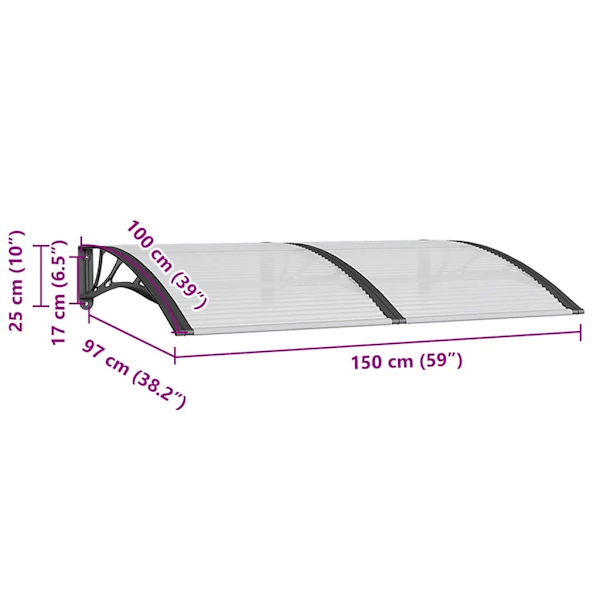 vidaXL Entrétak svart 150x100 cm polykarbonat Svart