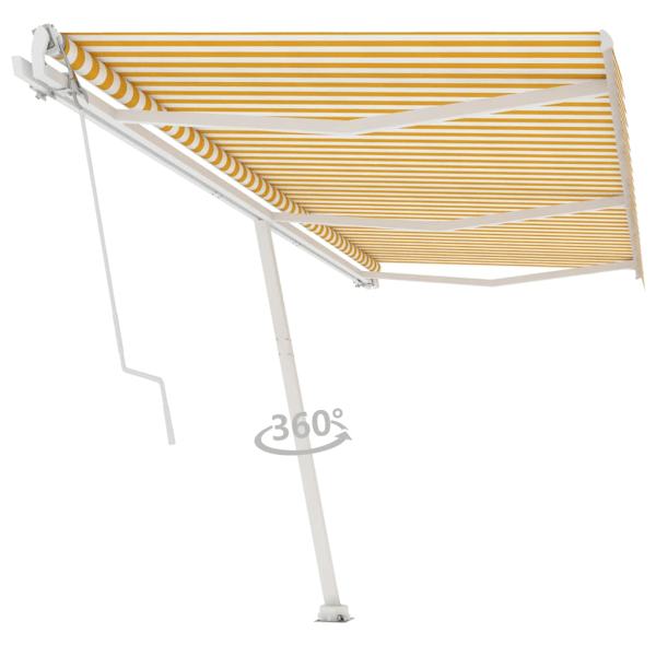 vidaXL Fristående automatisk markis 600x350 cm gul/vit Gul