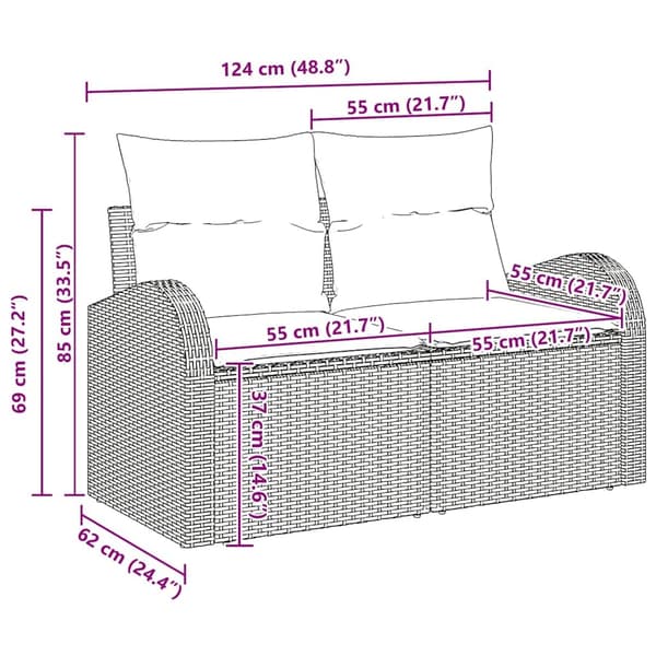 vidaXL Trädgårdsoffset Beige konstrotting Beige