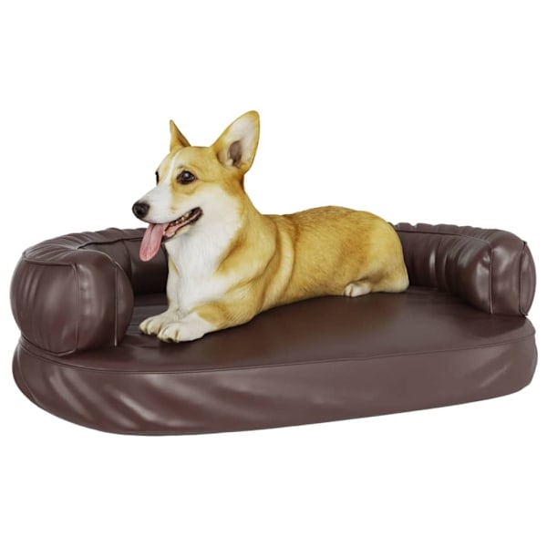 vidaXL Ergonomisk hundbädd brun 88x65 cm konstläder Brun