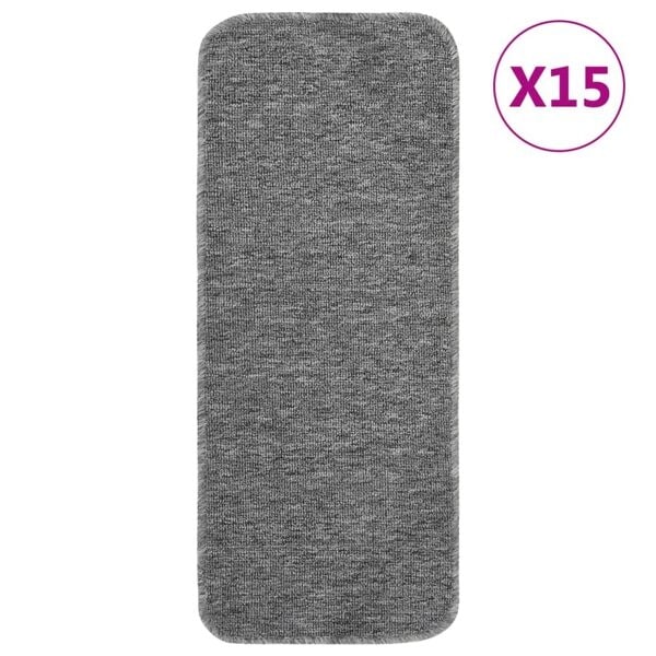 vidaXL Trappstegsmattor halkfri 15 st 60x25 cm grå rektangulär grå