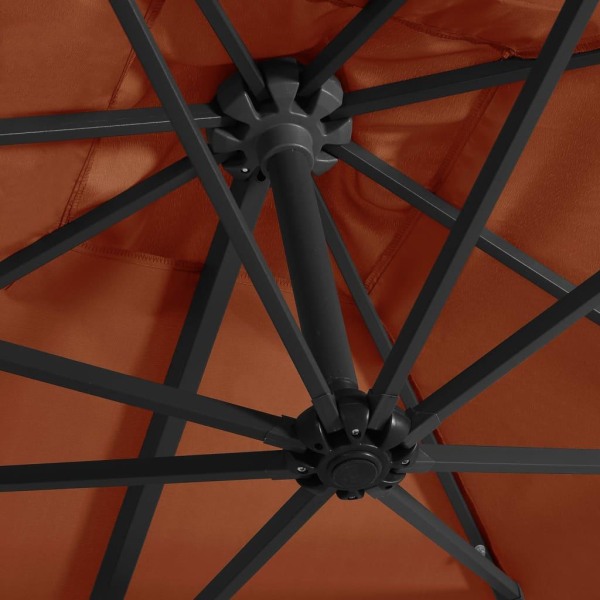 vidaXL Frihängande parasoll med LED terrakotta 250x250 cm Brun
