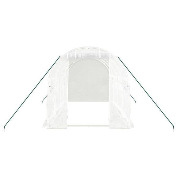 vidaXL Växthus med stålram vit 8 m² 4x2x2 m Vit