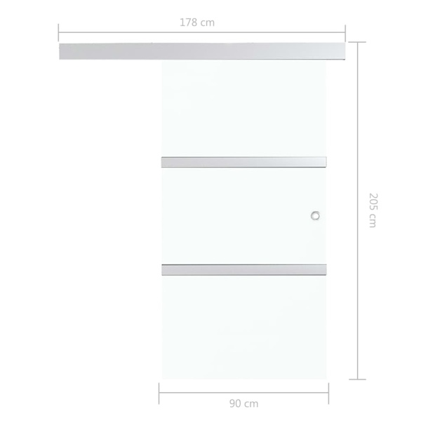 vidaXL Skjutdörr med mjukstopp ESG-glas och aluminium 90x205 cm Silver