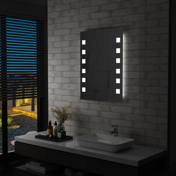 vidaXL Badrumsspegel LED 60x80 cm Silver