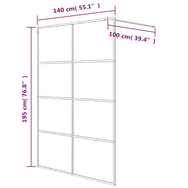 vidaXL Duschvägg silver 140x195 cm klart ESG-glas Silver