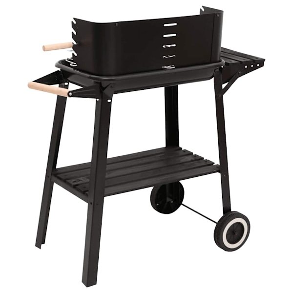 vidaXL Kolgrill med hjul svart stål Svart