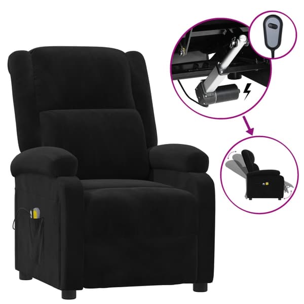 vidaXL Elektrisk massagefåtölj svart sammet art