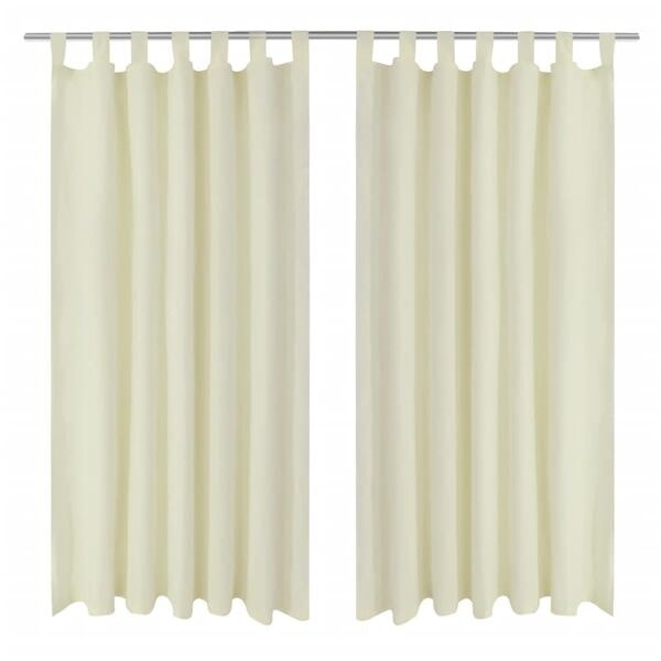 vidaXL 2-pack gardiner med öglor i gräddvit microsatin 140 x 245 cm Creme