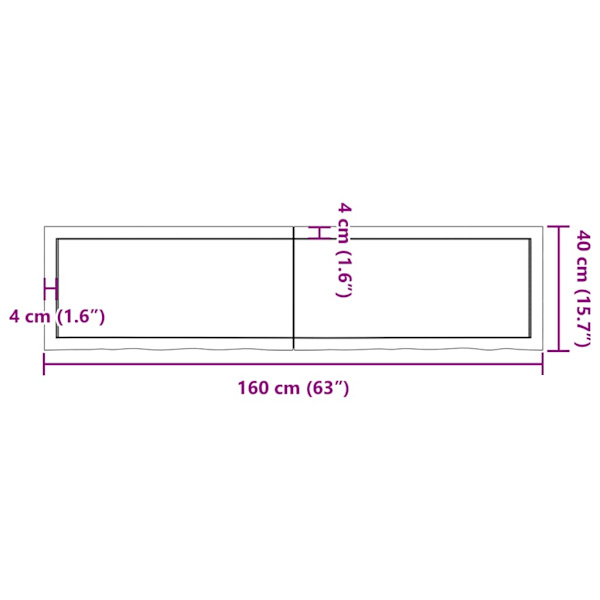 vidaXL Bordsskiva mörkbrun 160x40x(2-6) cm behandlad massiv ek Brun