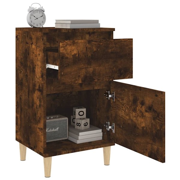 vidaXL Sängbord 2 st rökfärgad ek 40x35x70 cm Brun