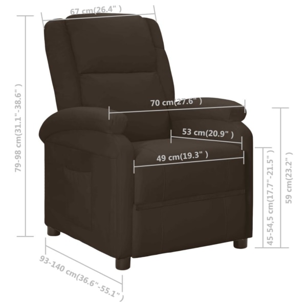 vidaXL Reclinerfåtölj brun konstläder Brun