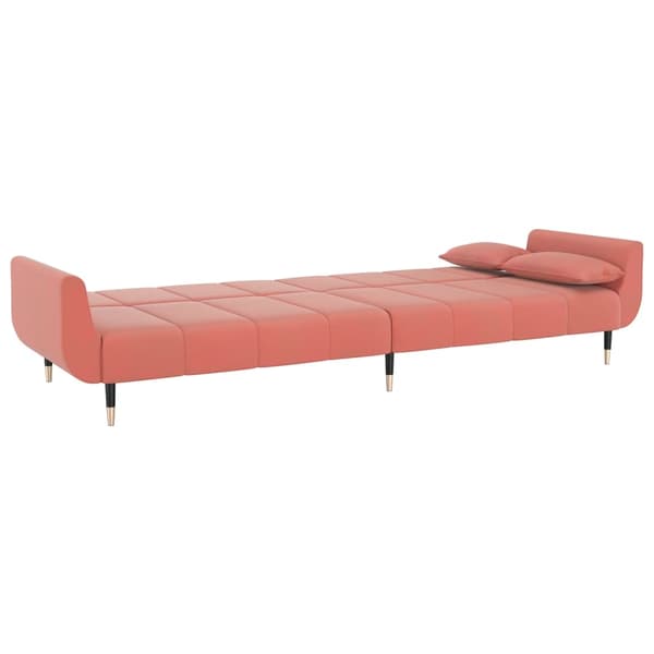 vidaXL Bäddsoffa 2-sits med två kuddar rosa sammet Rosa