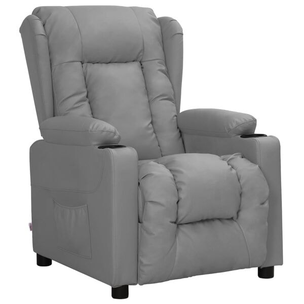 vidaXL Reclinerfåtölj grå konstläder grå