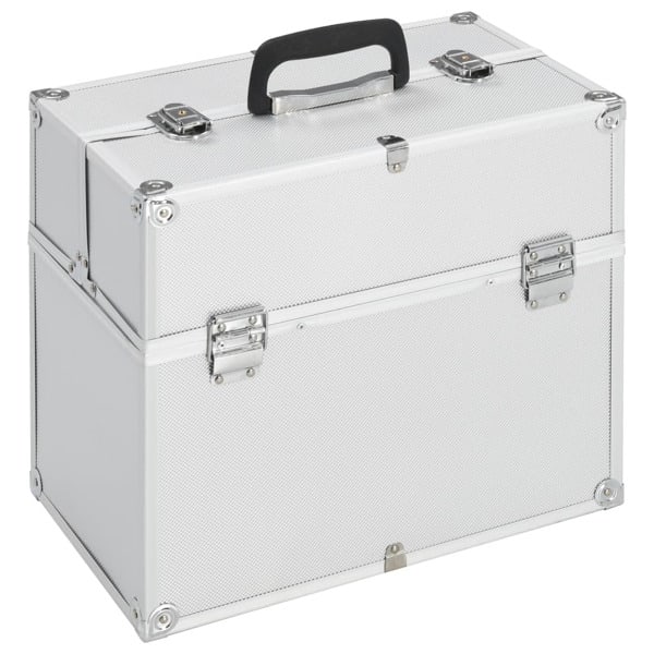 vidaXL Sminklåda 38x23x34 cm silver aluminium Silver