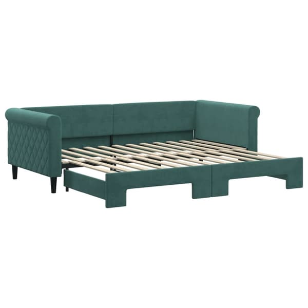 vidaXL Dagbädd utdragbar mörkgrå 90x200 cm sammet Grön