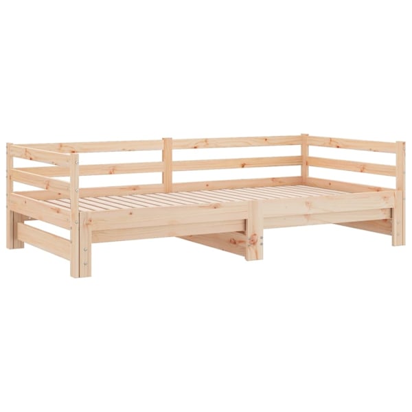 vidaXL Dagbädd utdragbar massiv furu 2x(90x200) cm Brun