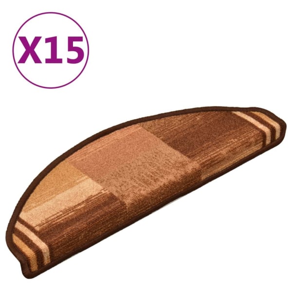 vidaXL Trappstegsmattor självhäftande 15 st brun 65x21x4 cm Brun