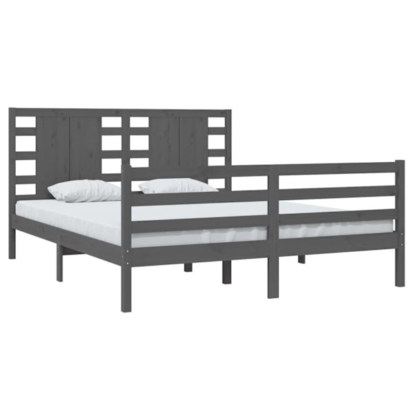 vidaXL Sängram grå massiv furu 160x200 cm Grå