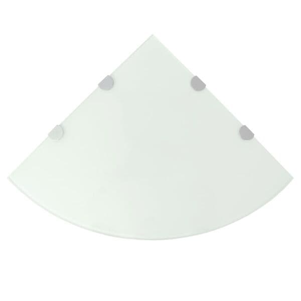 vidaXL Hörnhylla glas med förkromade hyllkonsoler vit 45x45 cm Vit