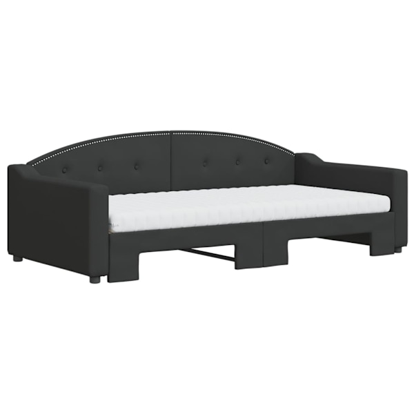 vidaXL Dagbädd med extrabädd och madrasser svart 100x200 cm tyg Svart