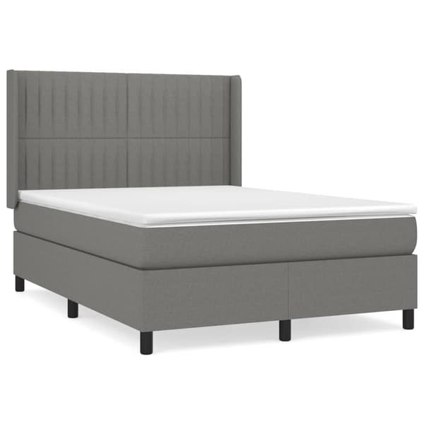 vidaXL Ramsäng med madrass mörkgrå 140x190 cm tyg Grå