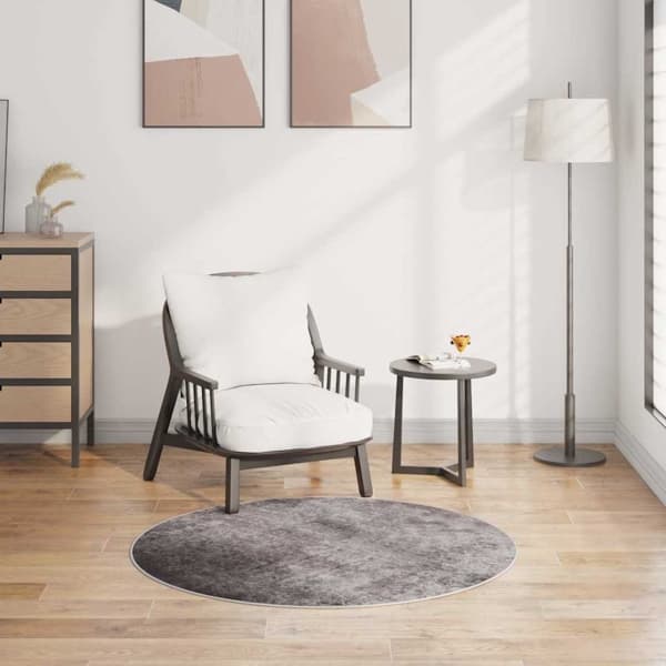 vidaXL Matta tvättbar φ120 cm grå grå