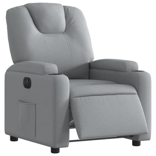vidaXL Elektrisk reclinerfåtölj ljusgrå tyg Grå