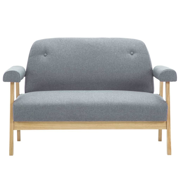 vidaXL Soffa 2-sits tyg ljusgrå grå