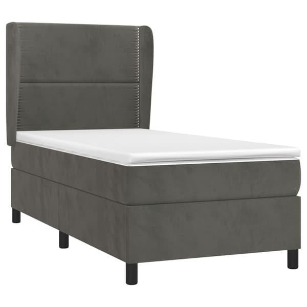 vidaXL Ramsäng med madrass mörkgrå 100x200 cm sammet Grå