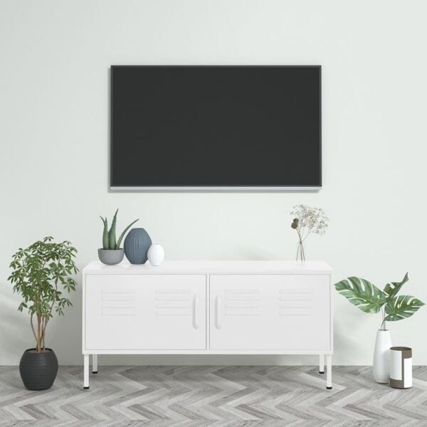 vidaXL Tv-bänk vit 105x35x50 cm stål Vit