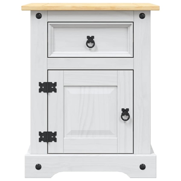 vidaXL Nattduksbord mexikansk coronastil furu vit 53x39x67 cm Vit