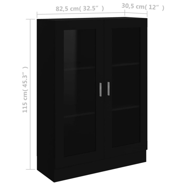 vidaXL Vitrinskåp svart 82,5x30,5x115 cm spånskiva Svart