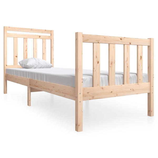 vidaXL Sängram massivt trä 75x190 cm Brun