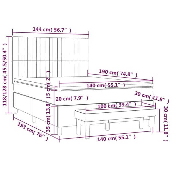 vidaXL Ramsäng med madrass blå 140x190 cm tyg Blå