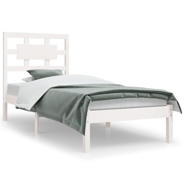 vidaXL Sängram vit massiv furu 90x200 cm Vit